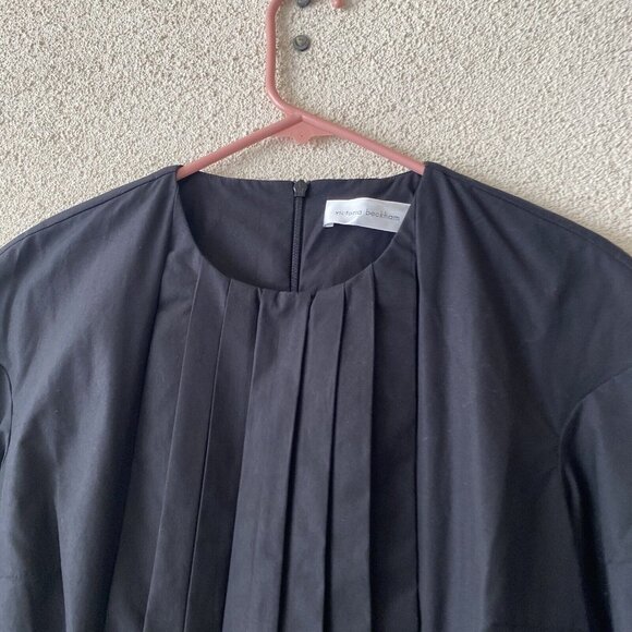 Victoria Beckham Womens Dress Black Front Pleated Short Sleeve Size 14 - Picture 13 of 15